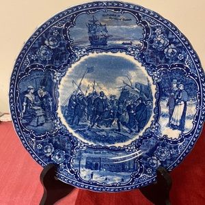 Antique 1910 Souvenir Plate Blue White Transferware
